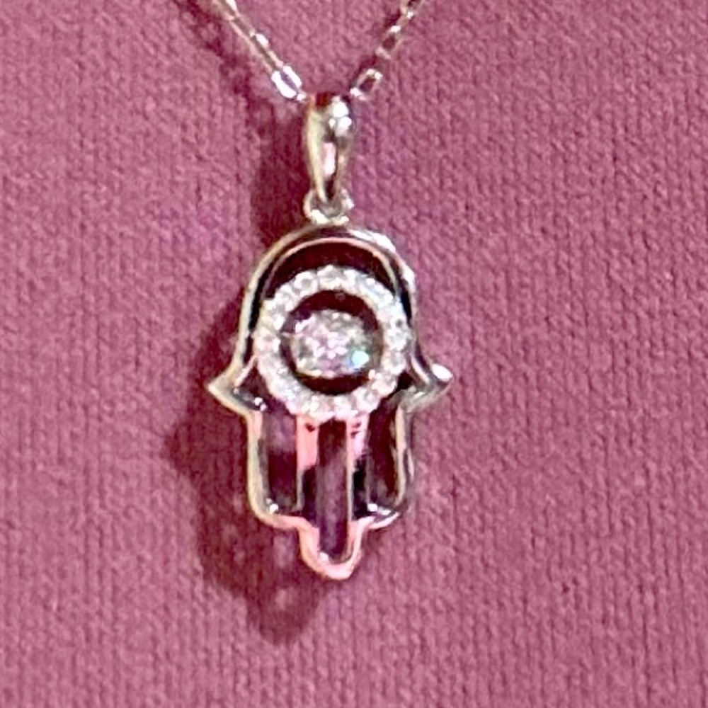 NEW HAMSA FINE JEWELRY Maya Caroleena sterling silver necklace floating stone.‎